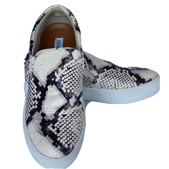 Steve Madden Gills Womens 8M Snake Print Platform Slip on Sneakers Leather Shoes - Picture 1 of 16
